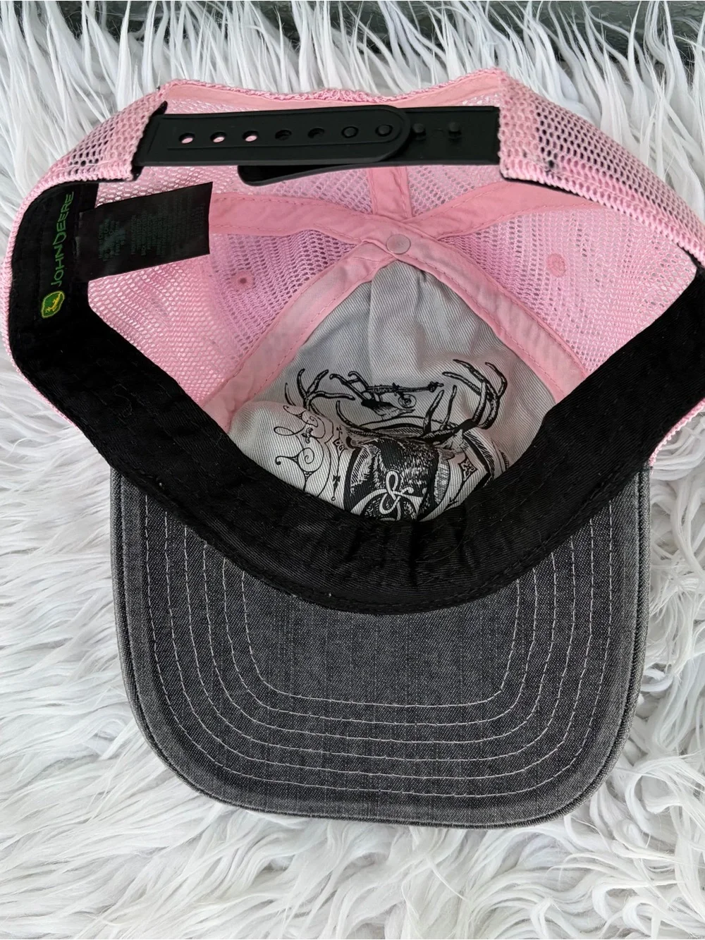John Deere Pink & Black Women's Mesh Trucker Hat